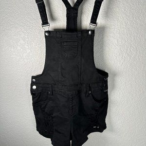 American Bazi Distressed Black Shorts Overalls Size M